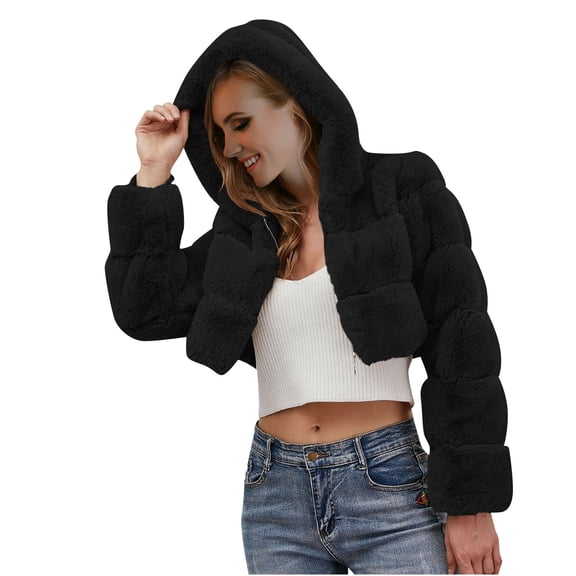 Lindreshi Winter Coats for Women 2023 Trendy Women Solid Color Winter Warm Faux Coat Warm Furry Faux Jacket Long Sleeve Outerwear