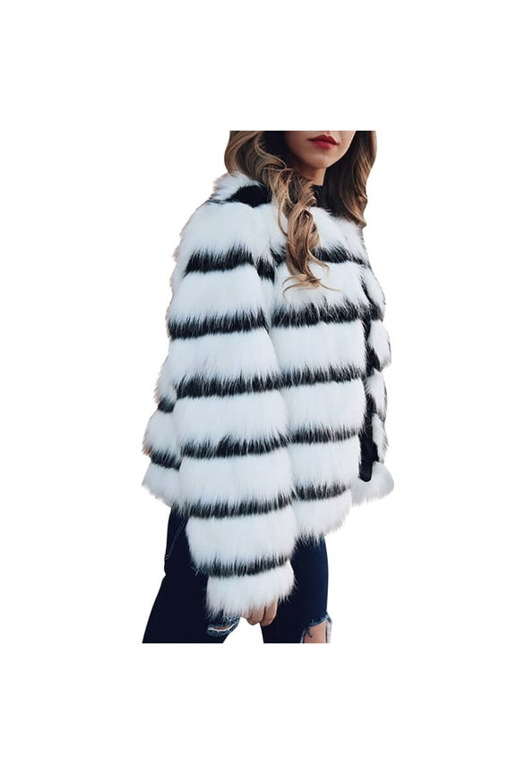 Winter Coats for Women 2023 Trendy Women and Winter Casual Loose Round Neck Temperament Imitation Casual Coat Mixed Color Coat