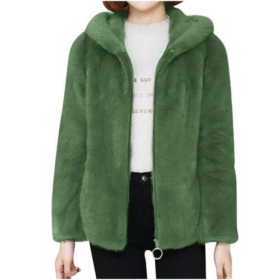 Lindreshi Winter Coats for Women 2025 Trendy Fashion Women Comfortable Casual Pocket Zipper Solid Color Long Sleeve Hooded Casual Outwear Blouse