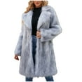 thumbnail image 1 of Lindreshi Winter Coats for Women Clearance Medium Womens Ladies Warm Faux Furry Long Coat Jacket Winter Solid V-Neck Outerwear, 1 of 5