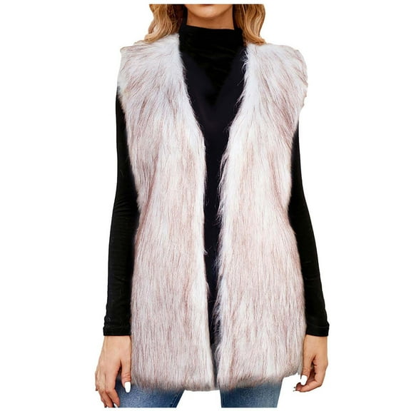 Lindreshi Winter Coats for Women Clearance Medium Womens Ladies Warm Faux Furry Long Coat Jacket Winter Solid V-Neck Outerwear