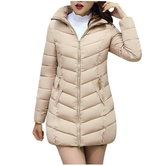 Lindreshi Winter Coats for Women Plus Size Clearance Fashion Solid Women Casual Thicker Winter Slim Coat Overcoat