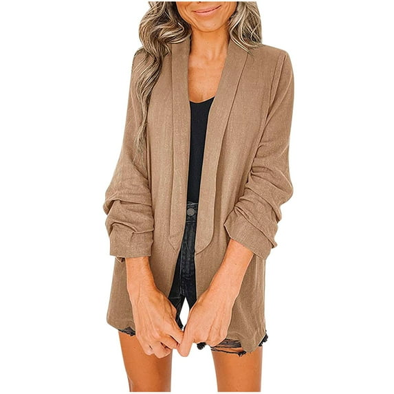 Lindreshi Winter Coats for Women Plus Size Clearance Fashion Women Solid Ladies Suit Turn-down Collar Cardigan Casual Coat