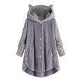 thumbnail image 1 of Lindreshi Winter Coats for Women Plus Size Fashion Women's Button V-Neck Pullover Tops Long Sleeve Hooded Blouse Ciat, 1 of 4