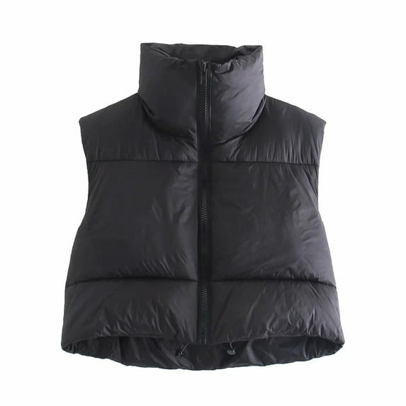 Lindreshi Winter Coats for Women Plus Size Clearance Women's Winter Crop Vest Lightweight Sleeveless Warm Outerwear Vest Padded Gilet Tops Coat