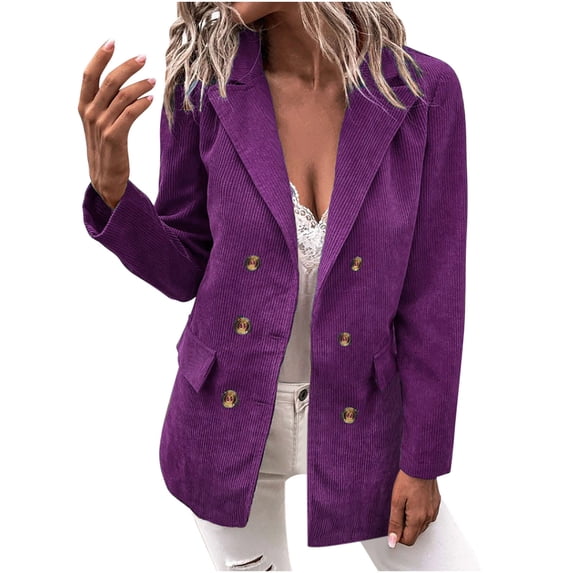 Lindreshi Winter Coats for Women 2023 Trendy Women's and Winter Solid Color Long Sleeve Double Breasted Lapel False Pocket Coat