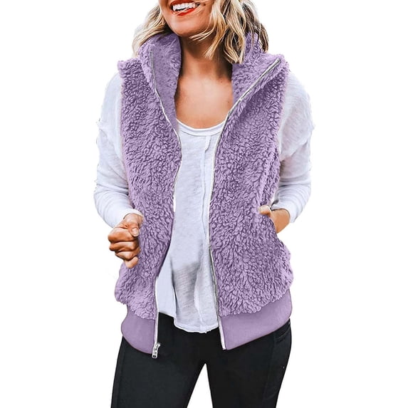 Lindreshi Winter Coats for Women Plus Size Clearance Womens Fall Winter Sleeveless Coat Zip Up Warm Jackets Outerwear with Pockets
