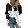 thumbnail image 1 of Lindreshi Winter Coats for Women Plus Size Fashion Women's Zipper V-Neck Pullover Tops Long Sleeve Hooded Blouse Sweatshirt, 1 of 5