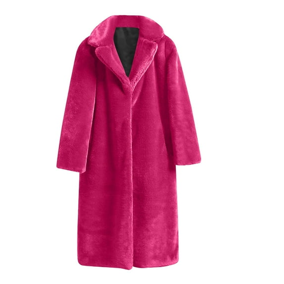 Lindreshi Winter Coats for Women Plus Size Women Winter Warm Coats Faux Coat Warm Furry Faux Jacket Long Sleeve Outerwear