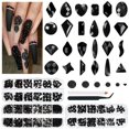 thumbnail image 1 of qiipii 3 Boxes Black Nail Rhinestones 240 Multi-Shapes Jet Black Rhinestones for Nails Big Gems Nail Charms Black Flatback Round Beads Glass Stones Diamonds jewels Nail Art for Face Eyes Makeup Crafts, 1 of 3