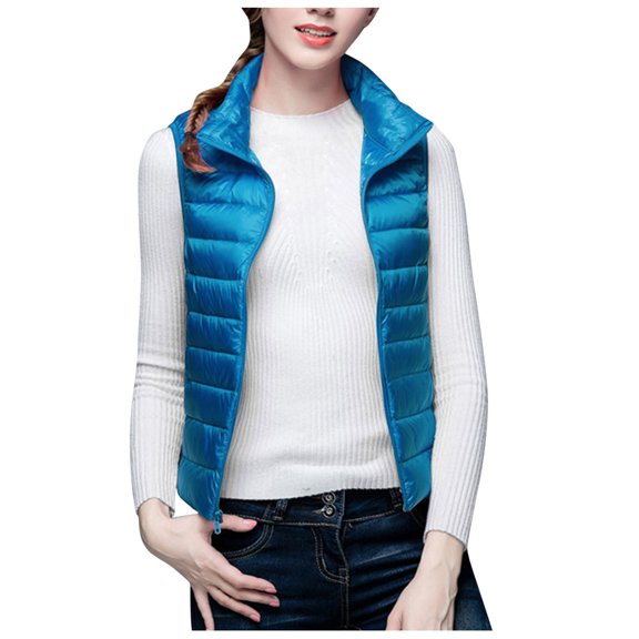 Lindreshi Winter Coats for Women Trendy Women's Fashion and Winter Solid Color Sleeveless Vest Cotton Blouse