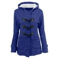 thumbnail image 1 of Lindreshi Winter Jackets Women with Hood Clearance Women Color Horn Buttons Cardigan Padded Hooded Coat Jacket Overcoat, 1 of 7