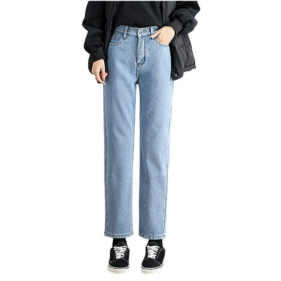 Lindreshi Winter Leggings for Women Fashion Women Plus Velvet Loose High Waist Casual Straight Pants