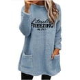 thumbnail image 1 of Lindreshi Winter Pajamas for Women Women's Fashion Classic Print Winter Round Neck Pocket Long Sleeve Thickened Warm Coat Tops, 1 of 4