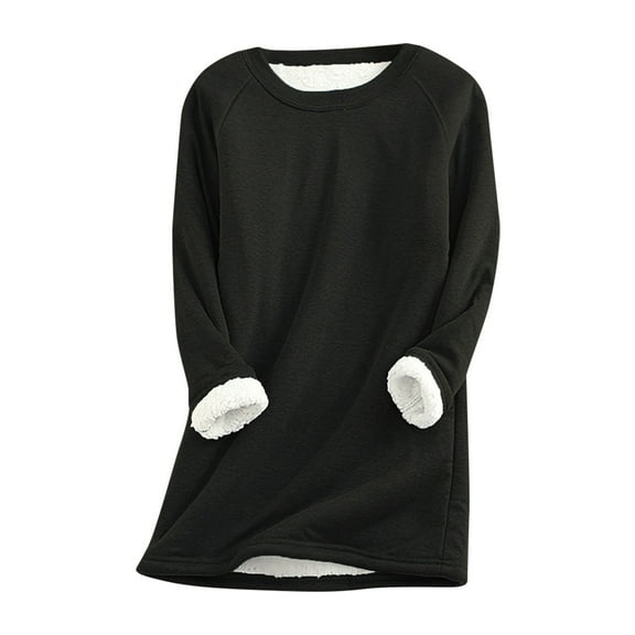 Lindreshi Winter Pajamas for Women Women's Large Loose Raglan Top Thickened and Velvet Lamb Wool Warm Fit Underlay