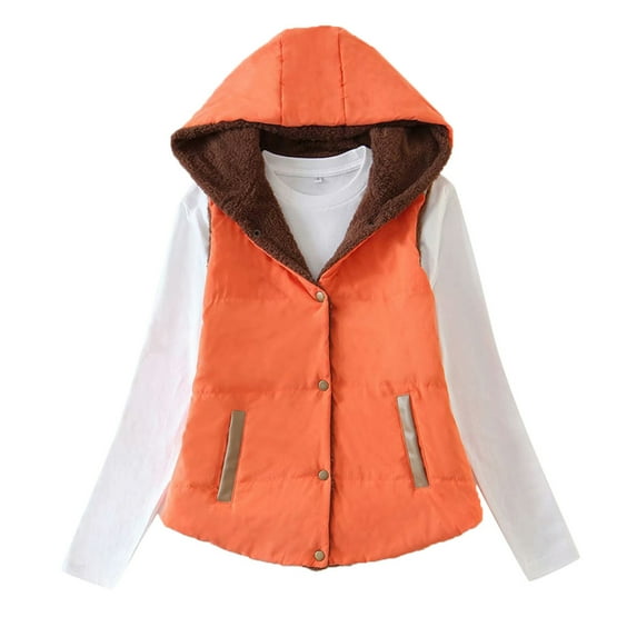 Lindreshi Winter Vests for Women 2023 Women Solid Short Outerwear Cotton Jackets Pocket Loose Stand Vest