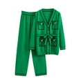 thumbnail image 1 of Lindreshi Womens 2 Piece Outfit Fall 2023 Women Long Sleeved Knitted Cardigan Add Wide Leg Pants with A Bow Tie with Pockets Suit, 1 of 4