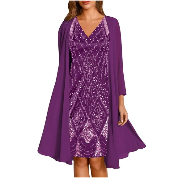 Lindreshi Womens 2 Piece Outfit Fall 2023 Womens Fashion Summer V-Neck Casual Print Long Sleeve Blouse Coat Dress Sets