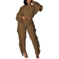 thumbnail image 1 of Lindreshi Womens 2 Piece Outfit Fall Women Fashion Casual Clothes Solid Color Two Piece Knitted Long Sleeve Tassel Outfits, 1 of 6