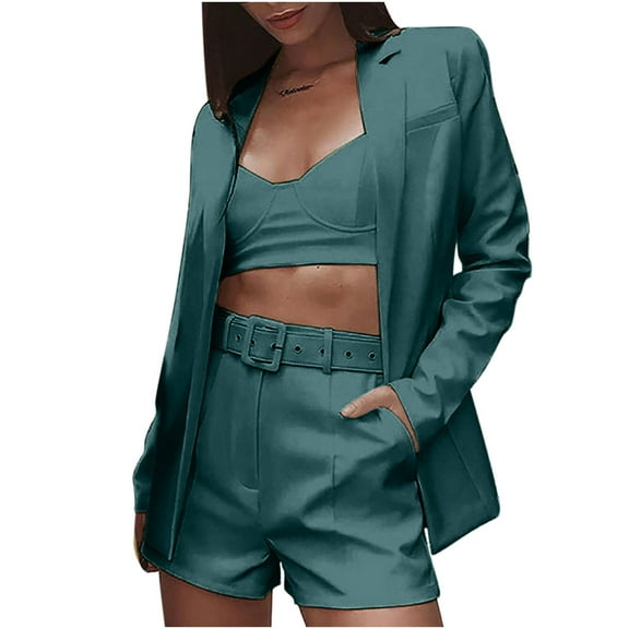 Lindreshi Womens 2 Piece Outfit Summer Summer Women's Two Piece Set Short Sleeve Sexy Cardigan Casual Shorts Suit