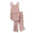thumbnail image 1 of Lindreshi Womens 2 Piece Outfit Summer Women's Solid Crewneck Sleeveless Pullover Shirt Tops + Pants Trousers Set, 1 of 8