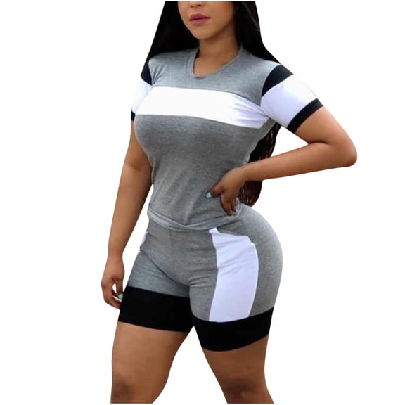 Lindreshi Womens 2 Piece Outfit Summer Women's Summer Suit Fashion Short Sleeve Trousers Casual Two-Piece Suit