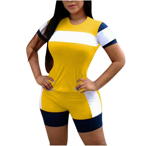 Lindreshi Womens 2 Piece Outfit Summer Women's Summer Suit Fashion Short Sleeve Trousers Casual Two-Piece Suit