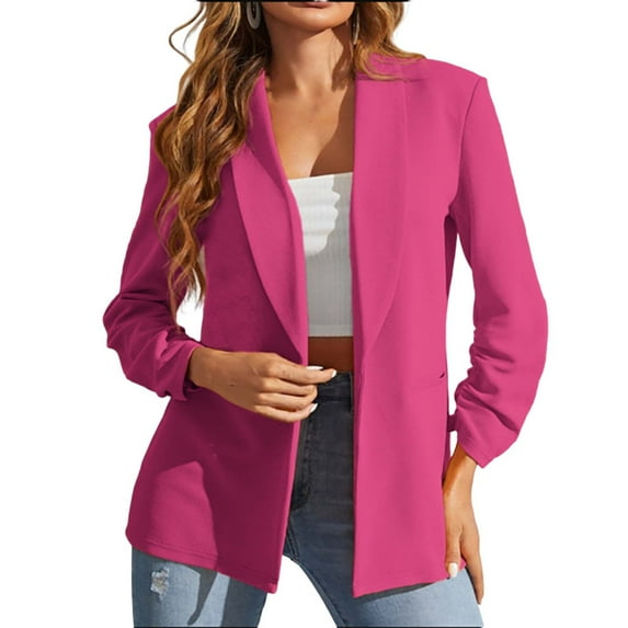 Lindreshi Womens Blazers for Work Professional Women's Color Casual Long-sleeved Cardigan Jacket Coat Outerwear