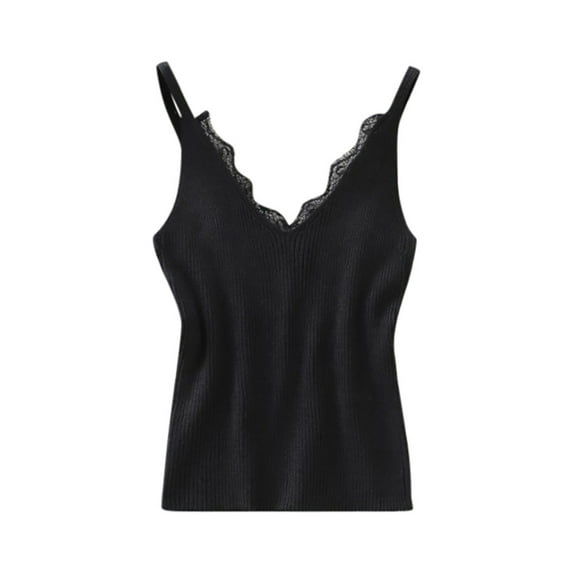 Lindreshi Womens Camisoles and Tanks Warm Fashion Women Sleeveless Knitting Vest V-Neck Ladies Solid Lace Tank Tops