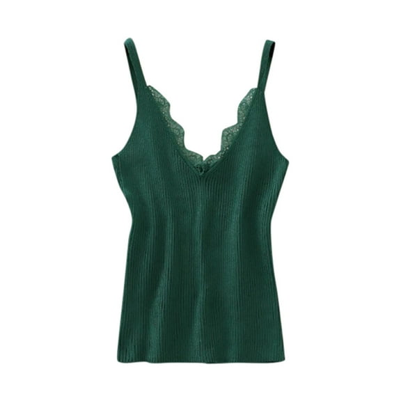 Lindreshi Womens Camisoles and Tanks Warm Fashion Women Sleeveless Knitting Vest V-Neck Ladies Solid Lace Tank Tops