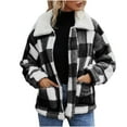 thumbnail image 1 of Lindreshi Womens Fall Fashion 2025 Plaid Shacket Jacket Women Women's Lapel Double Pocket Fall Winter Plush Zipper Cardigan Lapel Plush Plaid Jacket, 1 of 7