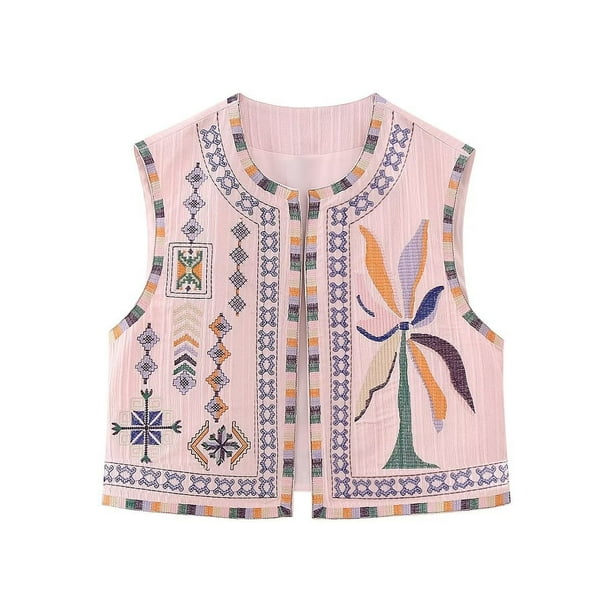 Lindreshi Womens Floral Embroidered Vest Boho Vintage Lindreshi Womens Floral Embroidered Vest Boho Vintage