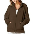 thumbnail image 1 of Lindreshi Womens Full-Zip Hooded Sweatshirt Women's Loose Long Sleeve Casual Zipper Tops Blouse with Pocket Sweatshirt Jackets, 1 of 9