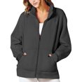 thumbnail image 1 of Lindreshi Womens Full-Zip Hooded Sweatshirt Women's Loose Long Sleeve Casual Zipper Tops Blouse with Pocket Sweatshirt Jackets, 1 of 9