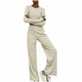 thumbnail image 1 of Lindreshi Womens Pajama Sets Women's Long Sleeve Fashion Comfortable Casual Set Striped Pants Two Piece Set, 1 of 6