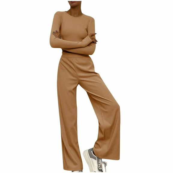 Lindreshi Womens Pajama Sets Women's Long Sleeve Fashion Comfortable Casual Set Striped Pants Two Piece Set