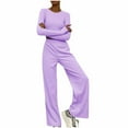 thumbnail image 1 of Lindreshi Womens Pajama Sets Women's Long Sleeve Fashion Comfortable Casual Set Striped Pants Two Piece Set, 1 of 6