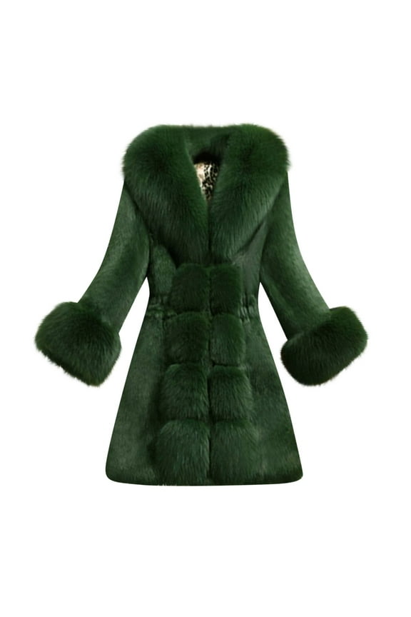 Womens Shackets Coat in Clothing Clearance Women Faux Coat Elegant Thick Warm Fashion Outerwear Long Fake Jacket