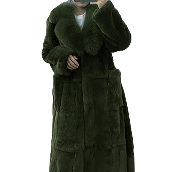 Lindreshi Womens Shackets Coat in Clothing Clearance Women Plus Size Luxury Faux Furs Coat Warm Outerwear Long Coat