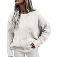 thumbnail image 1 of Lindreshi Womens Sweaters Fall 2023 Women's Casual Round Neck Long Sleeved Knitted Pullover Round Neck Sweater, 1 of 5