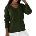 thumbnail image 1 of Lindreshi Womens Sweaters Fall Women Long Sleeves V-Neck Pullover Solid Color Casual Blouse Tops, 1 of 8