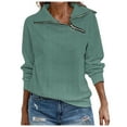 thumbnail image 1 of Lindreshi Zip Sweatshirts for Women without Hood Spring New Women's Retro Casual Neck Zipper Solid Color Sweater Plaid Pullover Sweater Top, 1 of 5
