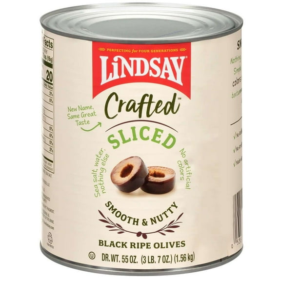 Lindsay Crafted Sliced Black Ripe Olives, 55 Ounce -- 6 per case