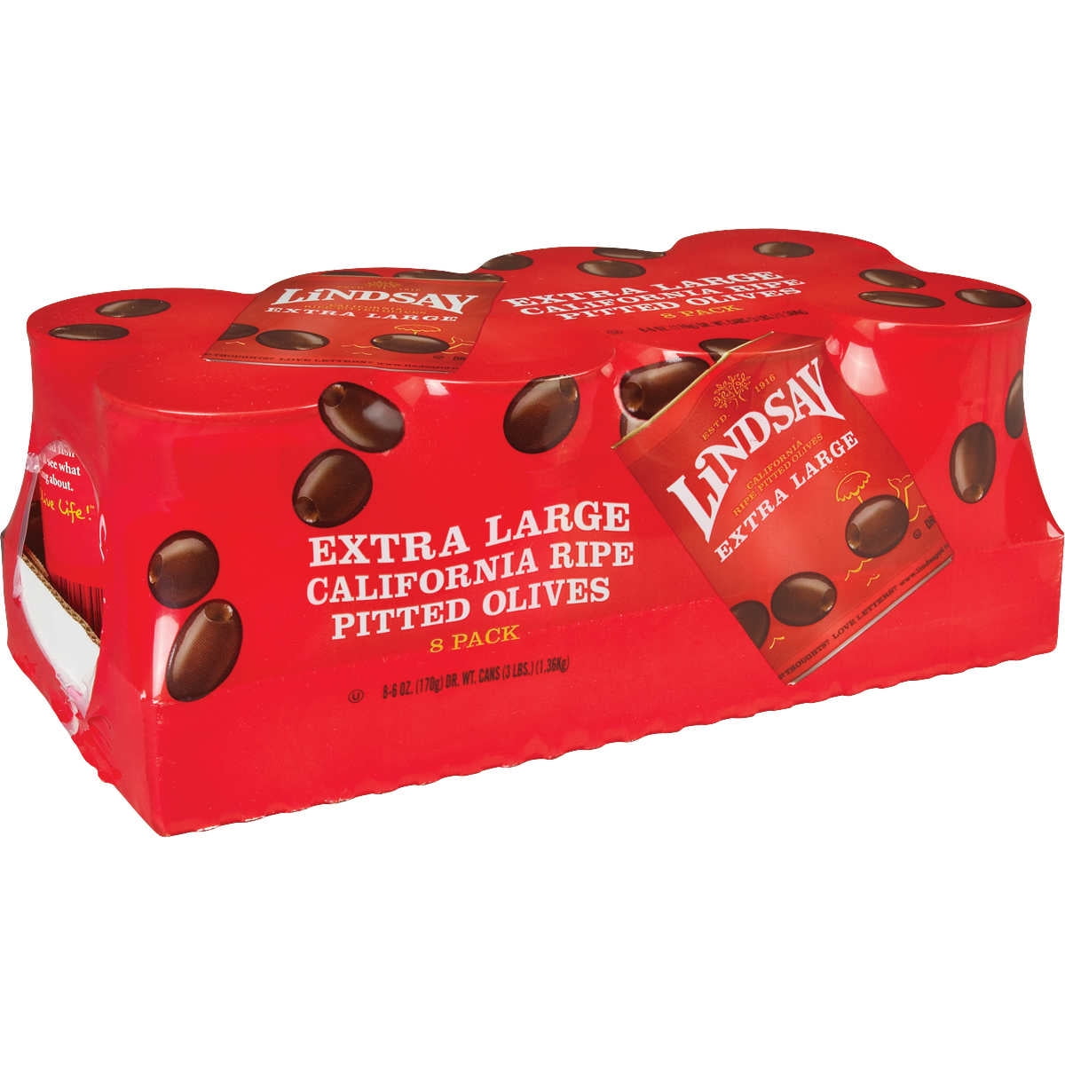 Lindsay Extra Large Black Pitted Olives, 6 oz, 8count