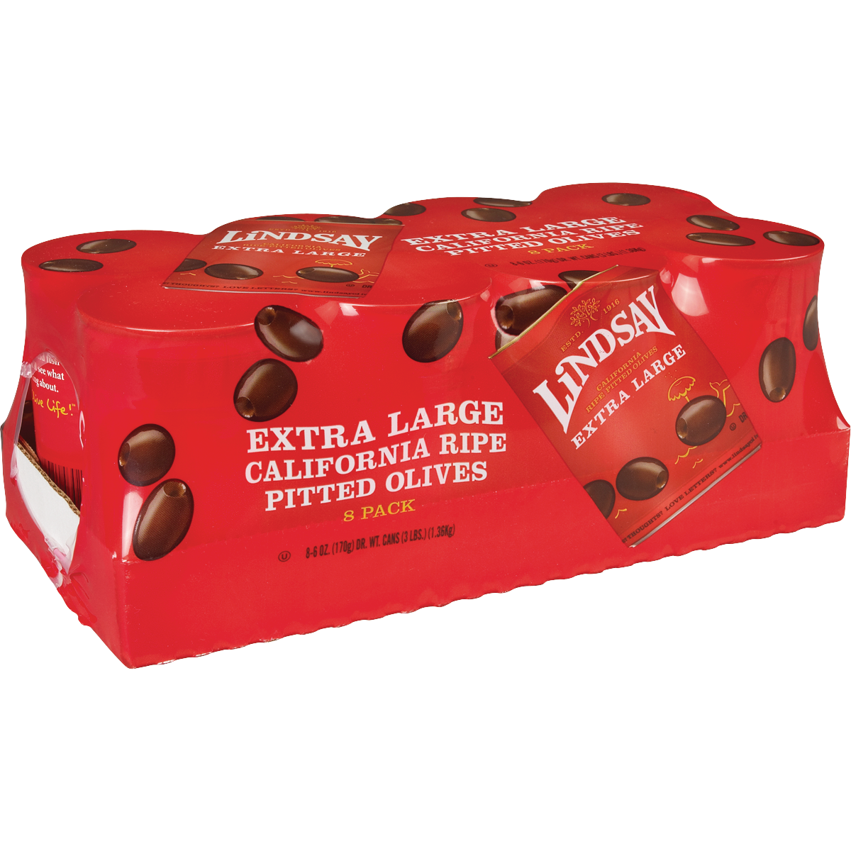 Lindsay Extra Large Black Pitted Olives, 6 oz, 8 ct