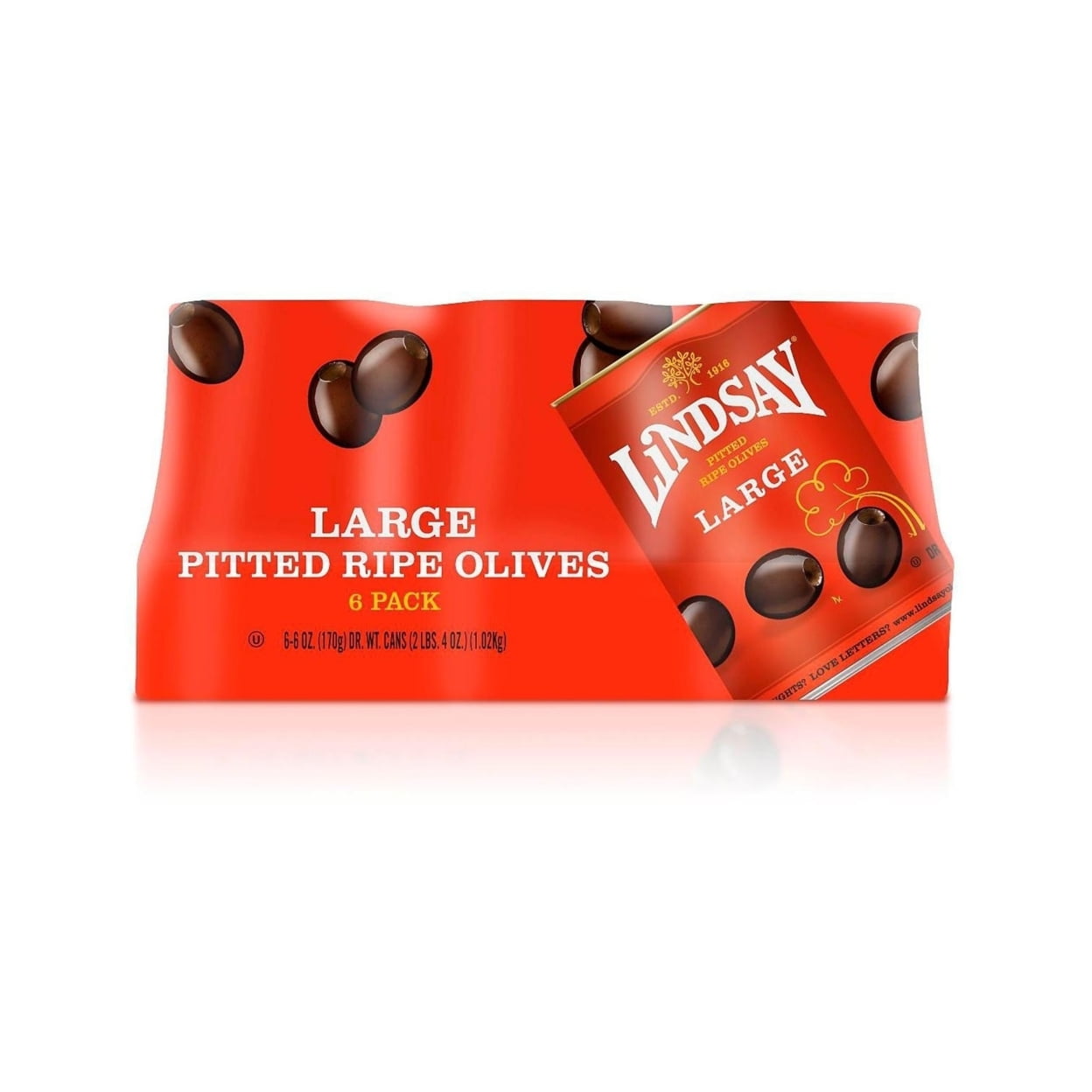 Lindsay Large Pitted Olives 6 Ounce (6 Pack)