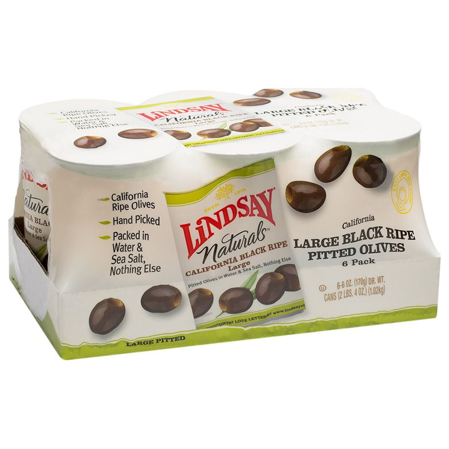Lindsay Naturals Large Black Ripe Pitted Olives (6 Ounce, 6 Pack)
