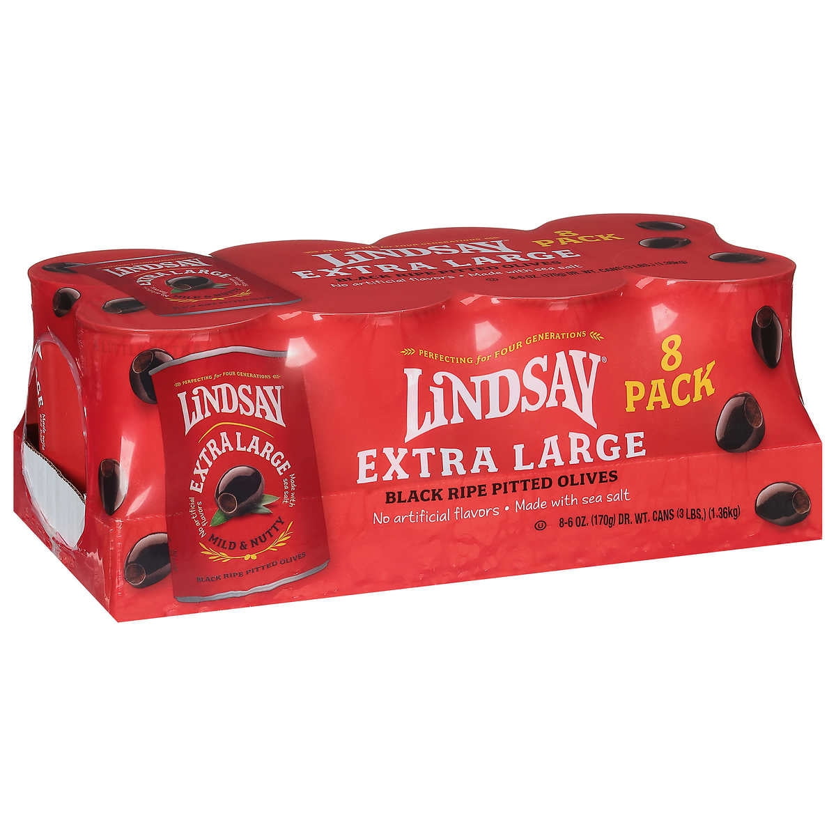 Lindsay Organic Large Black Ripe Pitted Olives 6 Ounce (Pack of 6)