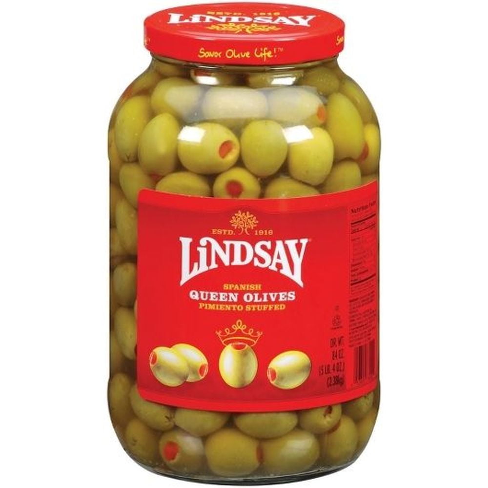 Lindsay Spanish Pimiento Stuffed Green Olives, 84 Ounce -- 4 per Case.