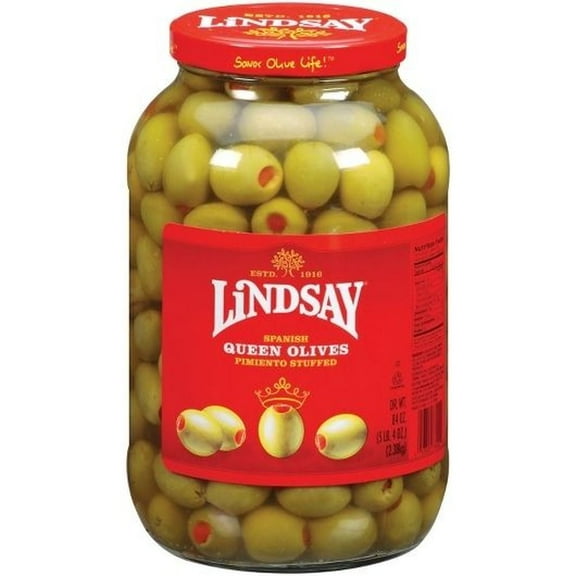 Lindsay Spanish Pimiento Stuffed Green Olives, 84 Ounce -- 4 per Case.